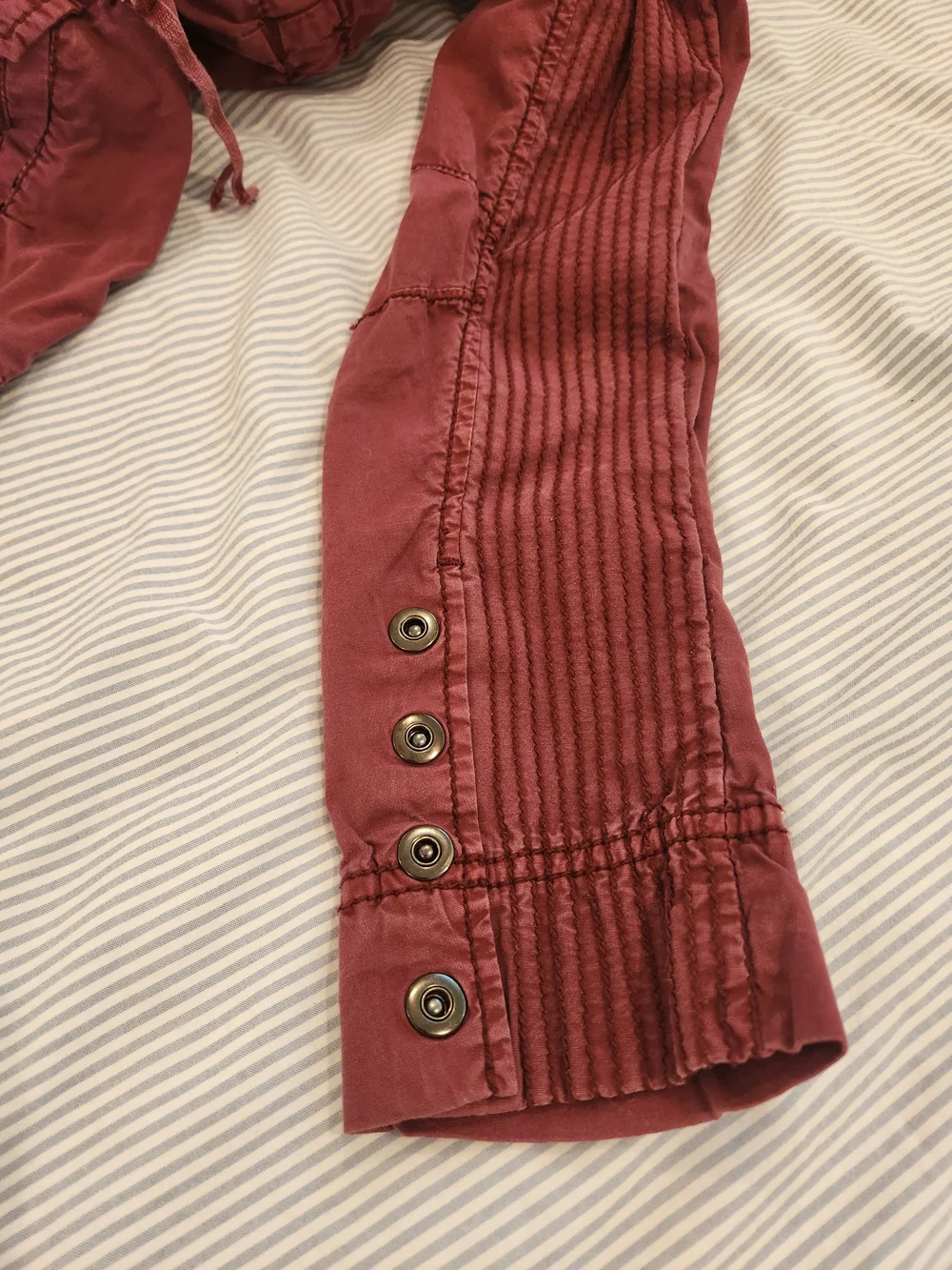 Marrakech Nola Cotton Maroon Utility Jacket with Interior Waist Drawcord - Picture 6 of 10